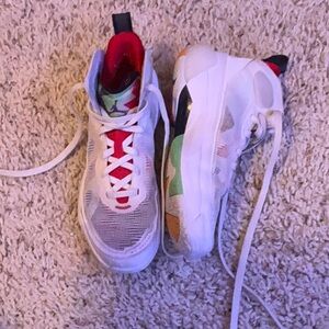 Jordan White and Red Sneakers Modern Sporty Design